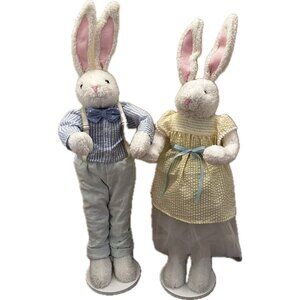 Pottery Barn Kids 32" Bunny Rabbit Door Greeter Set Couple Easter Decor Rare Tag